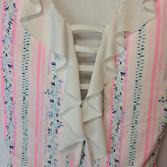 Lilly Pulitzer carmen One piece ruffle swimsuit Sz 14 resort white sea stripes - Picture 5 of 14